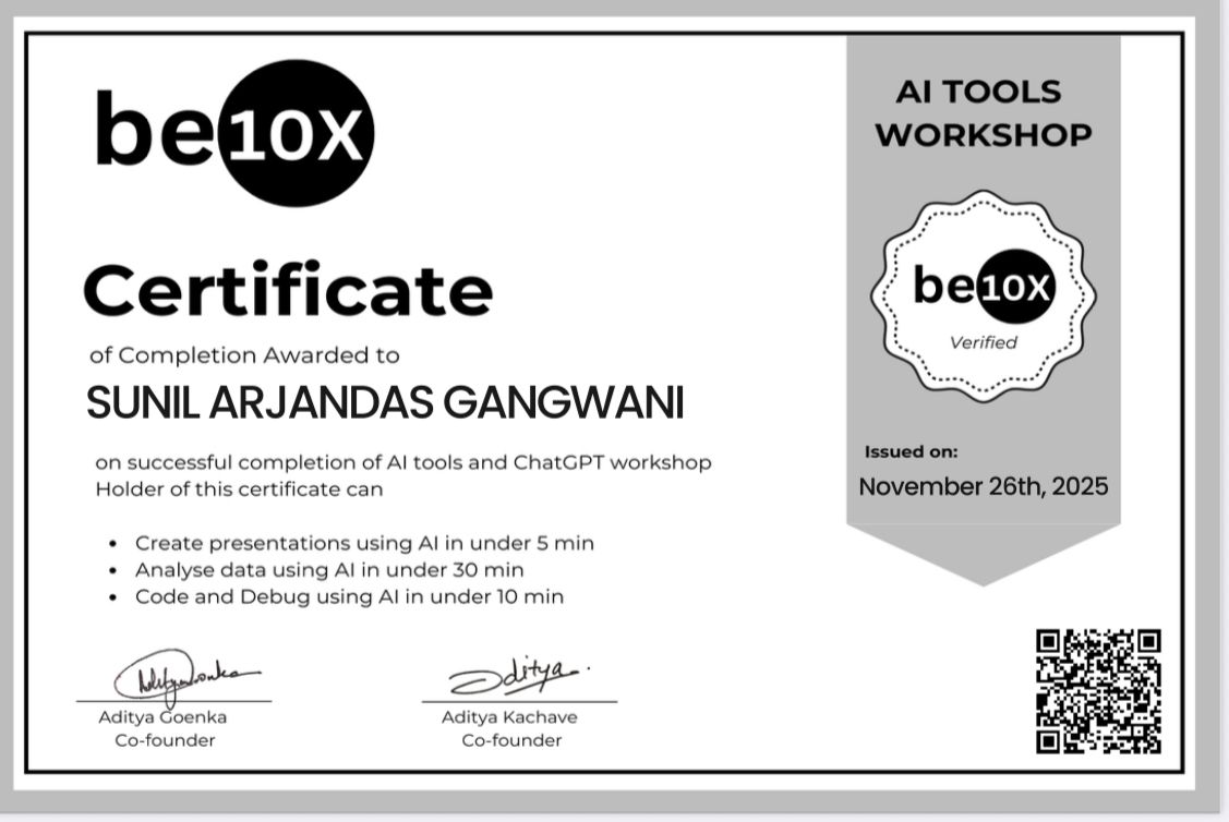 AI Tools Workshop Certificates
